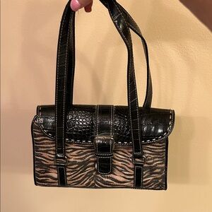 Stylish Black and Brown Animal Print Women's Bag